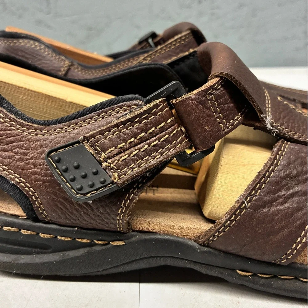 Dr. Scholls Gaston Fisherman Sandals Men's 9M Brown Leather Memory Foam Comfort